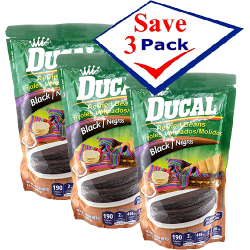 Ducal Refried Black Beans 14.1 oz Pack of 3